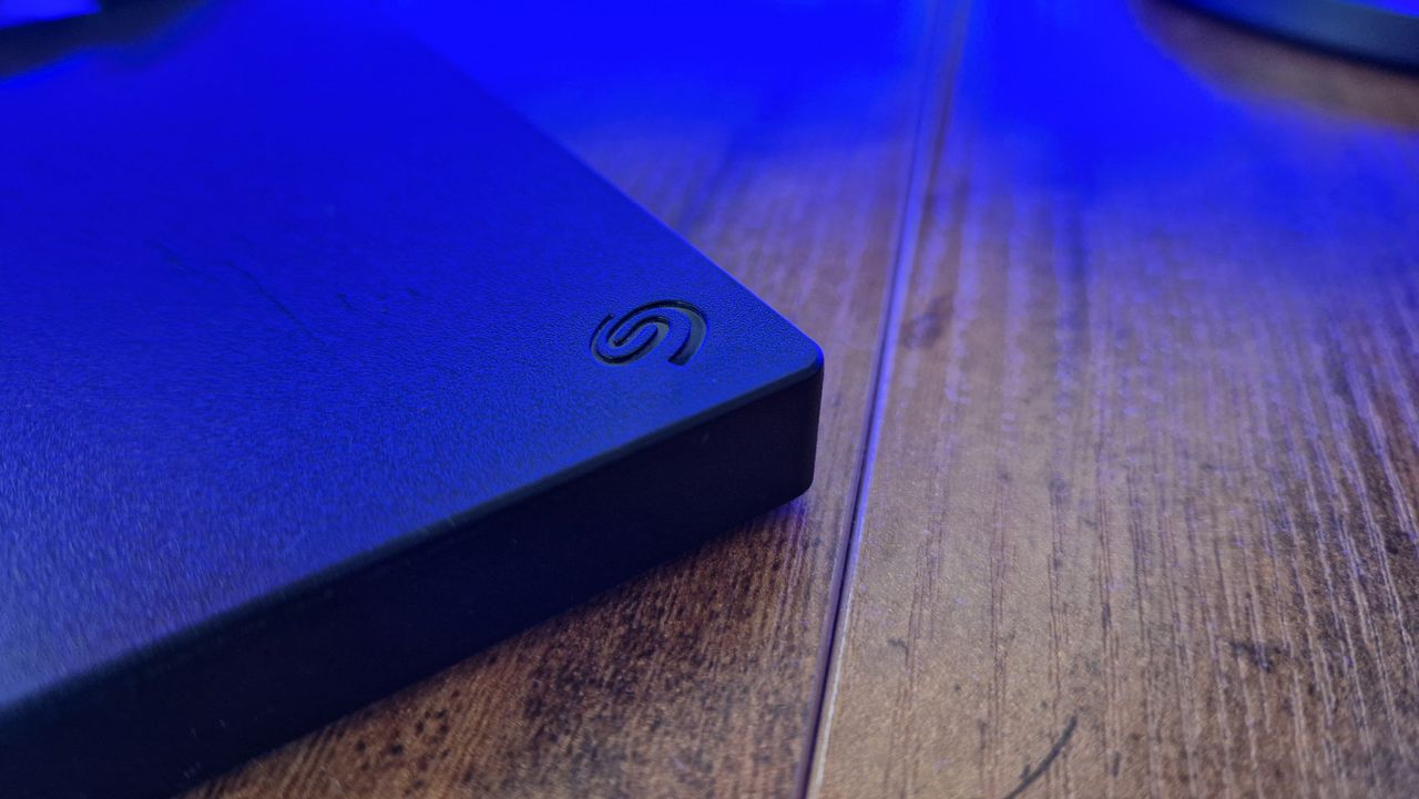 Seagate Portable Drive's engraved logo
