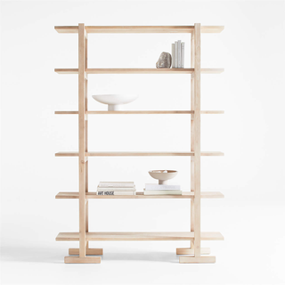 wooden open-concept bookshelf