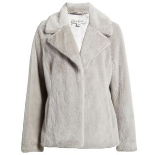 Via Spiga Notch Collar Faux Fur Jacket