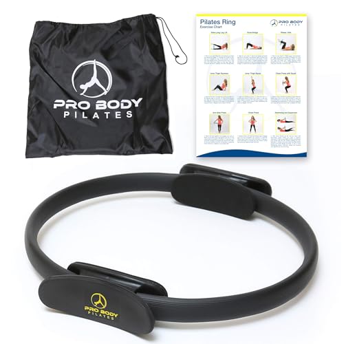 Probody Pilates Ring Circle – 14 Inch Fitness Ring for Yoga and Other Workouts, Focusing on Toning Inner Thighs, Arms, Core and Back, at Home Pilates Equipment (black)