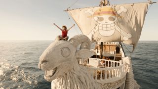 Luffy setting sail in One Piece