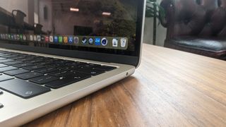 New MacBook Air 13-inch with M3 being used in a cafe