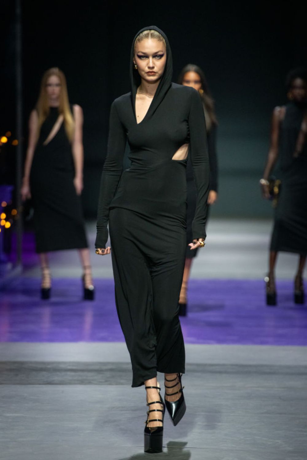 Gigi Hadid walks in the Versace S/S23 show