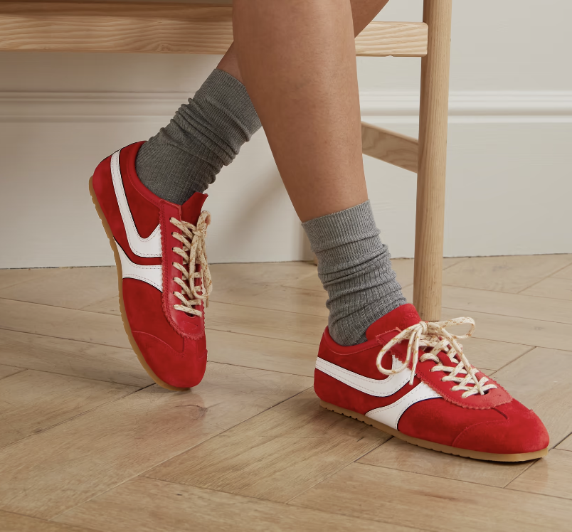 DRIES VAN NOTEN, Leather-trimmed suede sneakers