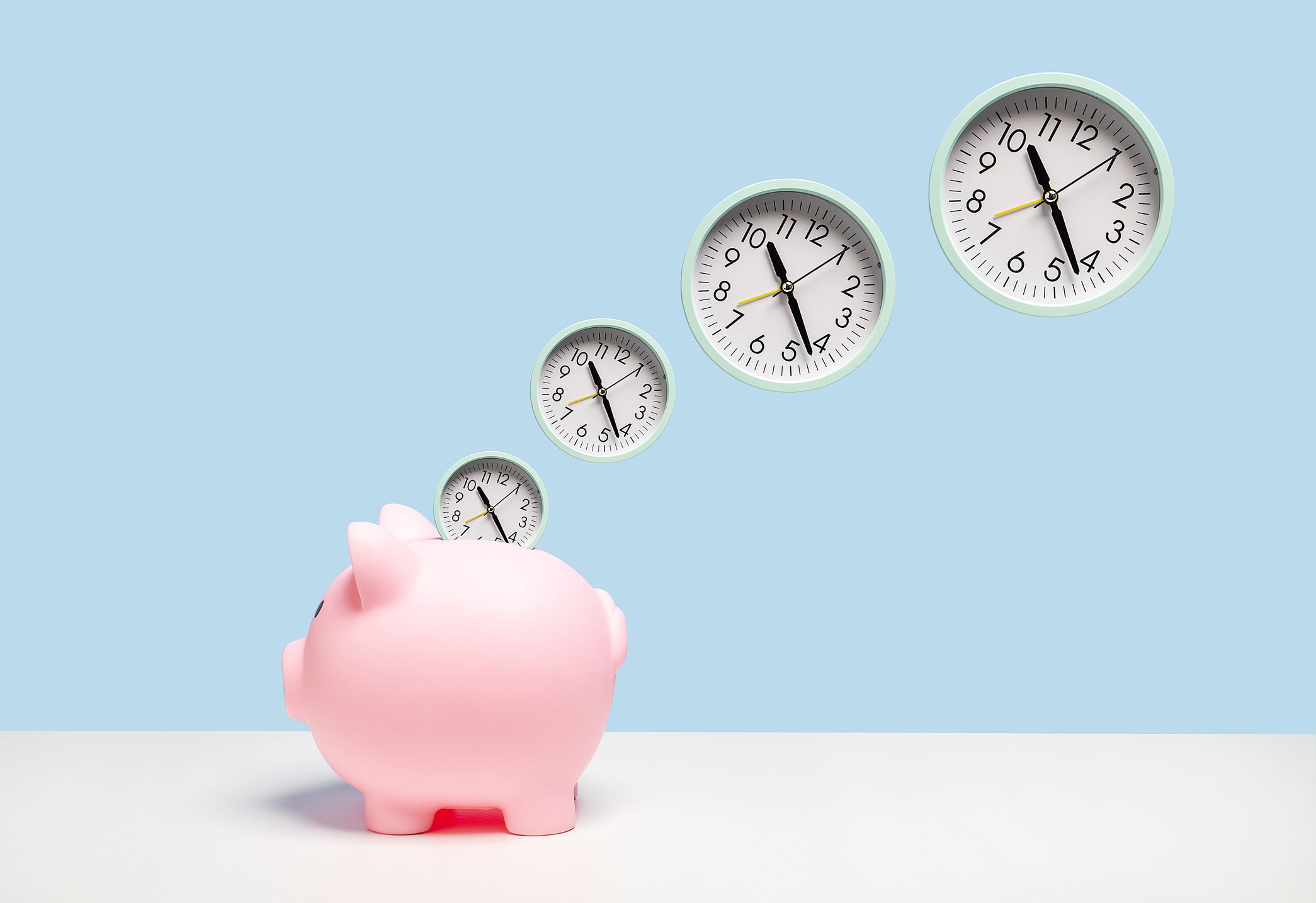 a piggy bank growing over time