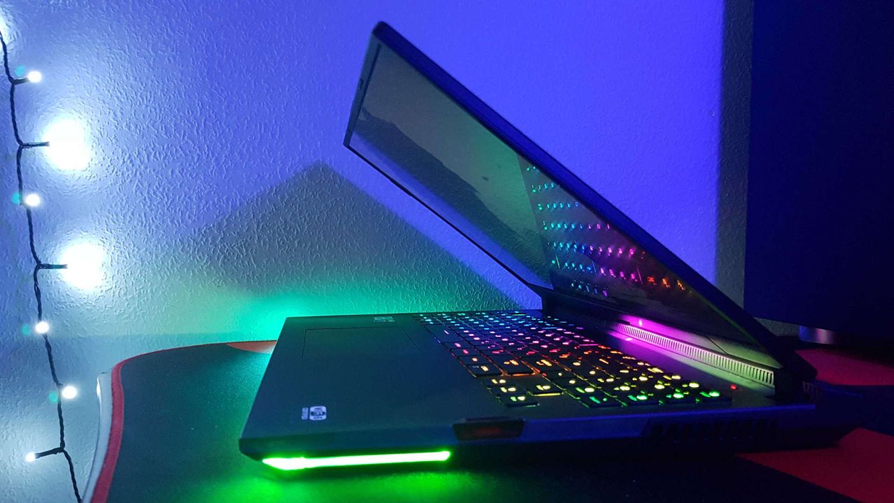 The Asus ROG Strix Scar 17 all lit up
