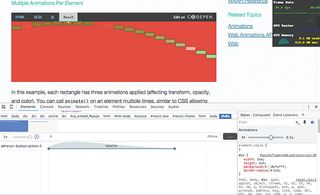 Chrome’s FPS meter and new Animation Inspector in action