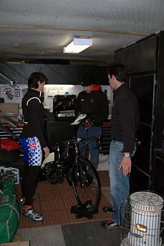 Inside the team trailer
