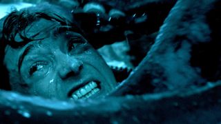Austin Abrams looking distressed as he's swallowed by a whale in Whalefall