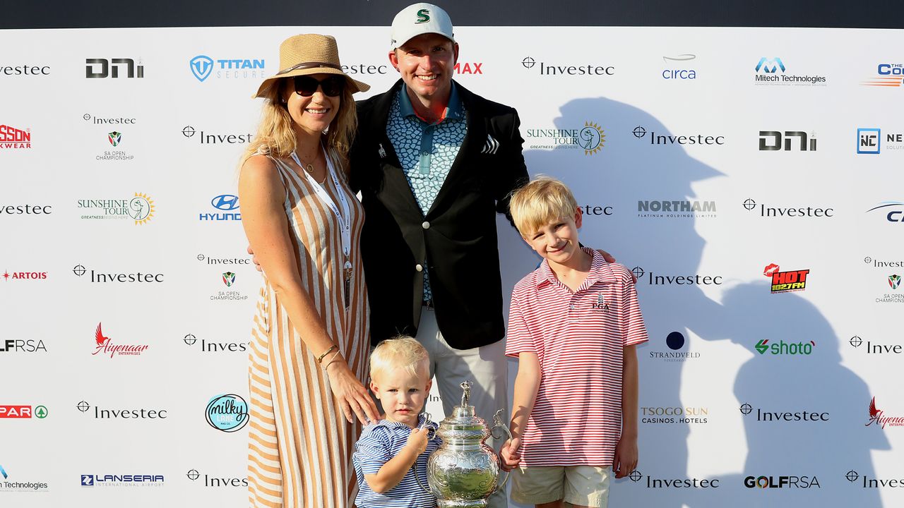 Dean Burmester and his family after his win at the Investec South African Open Championship