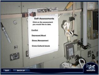 Interactive "modules" of treatment, self-assessment, training and resources could deliver mental health care to crews on board the International Space Station.