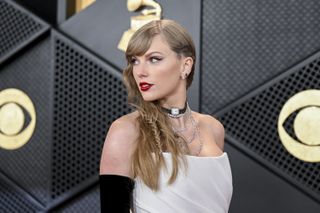 Taylor swift wears a lorraine schwartz watch choker on the 2024 grammys red carpet