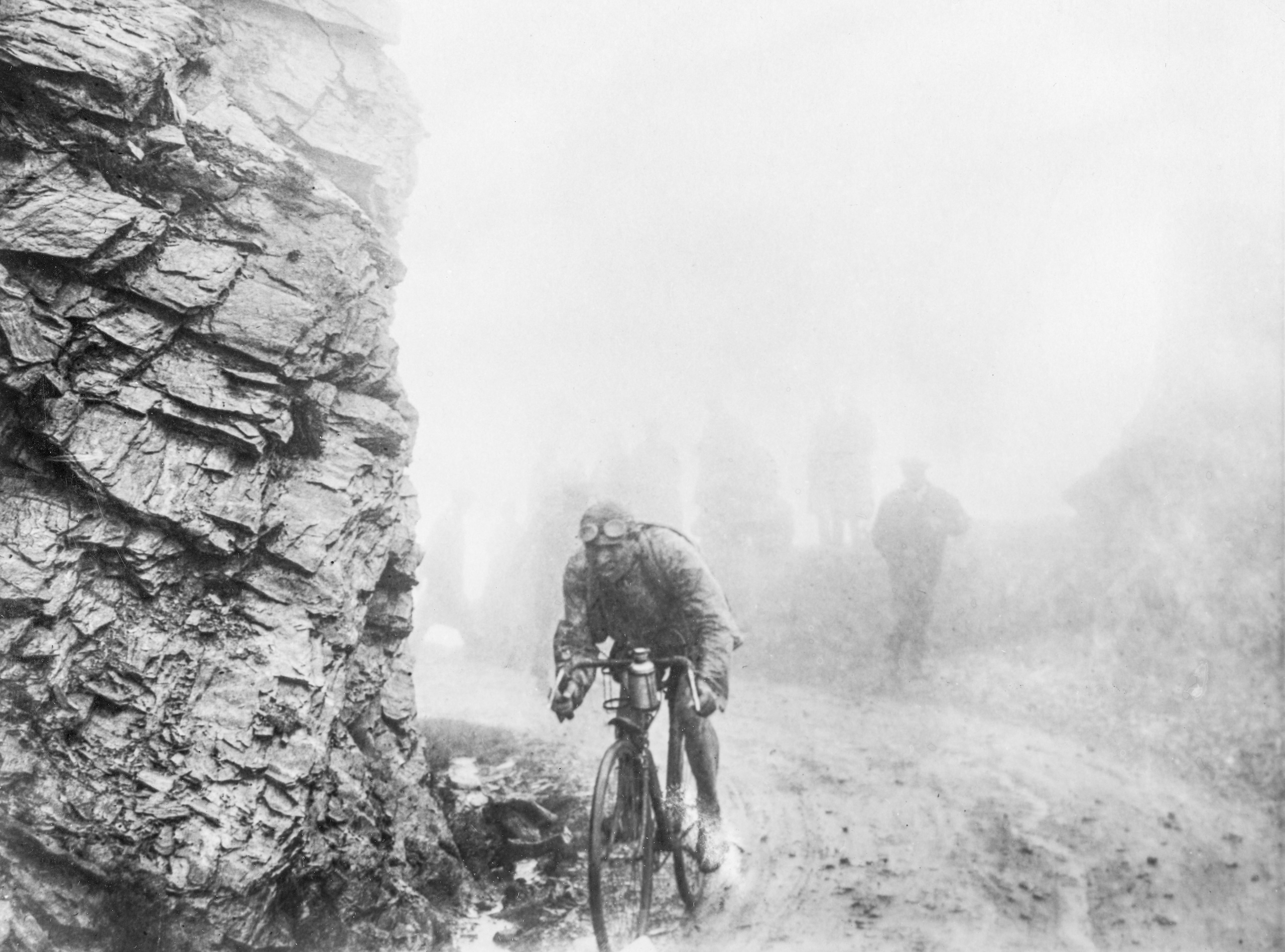 Lucien Buysse cycling through horrendous conditions at the 1926 Tour de France