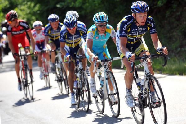 Lieuwe Westra (Vacansoleil-DCM) in the lead break after he and Sch&auml;r were caught by a chase group.