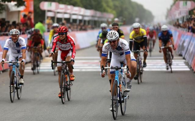 Rider's crossing the line.