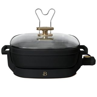 Beautiful 5 in 1 Electric Skillet - Expandable Up to 7 Qt With Glass Lid, Black Sesame by Drew Barrymore