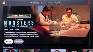 Netflix interface showing program info for Monsters docudrama