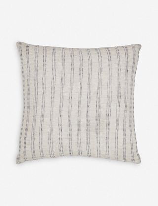cream and blue striped pillow