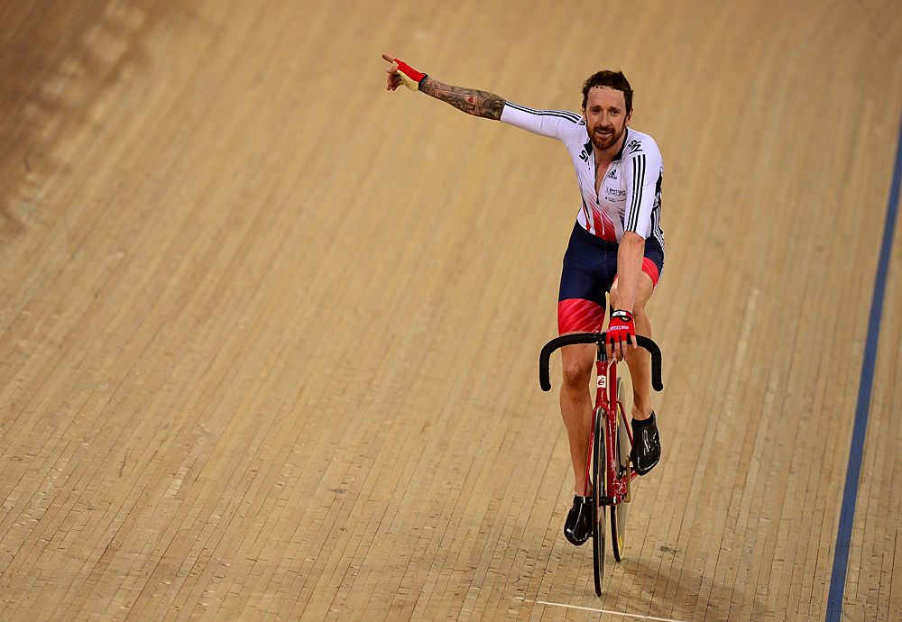 Bradley Wiggins (Great Britain) celebrates