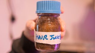 Hair collected from multiple crewmembers that's about to be dissolved to become plant fertilizer, as part of the Mission to Mars competition organized by Dr. Michaela Musilova.