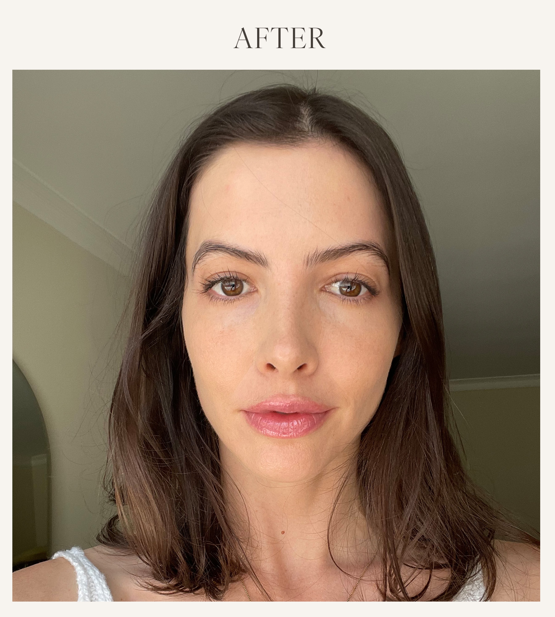 After photo of Kat Collings testing the La Mer lip plumper 