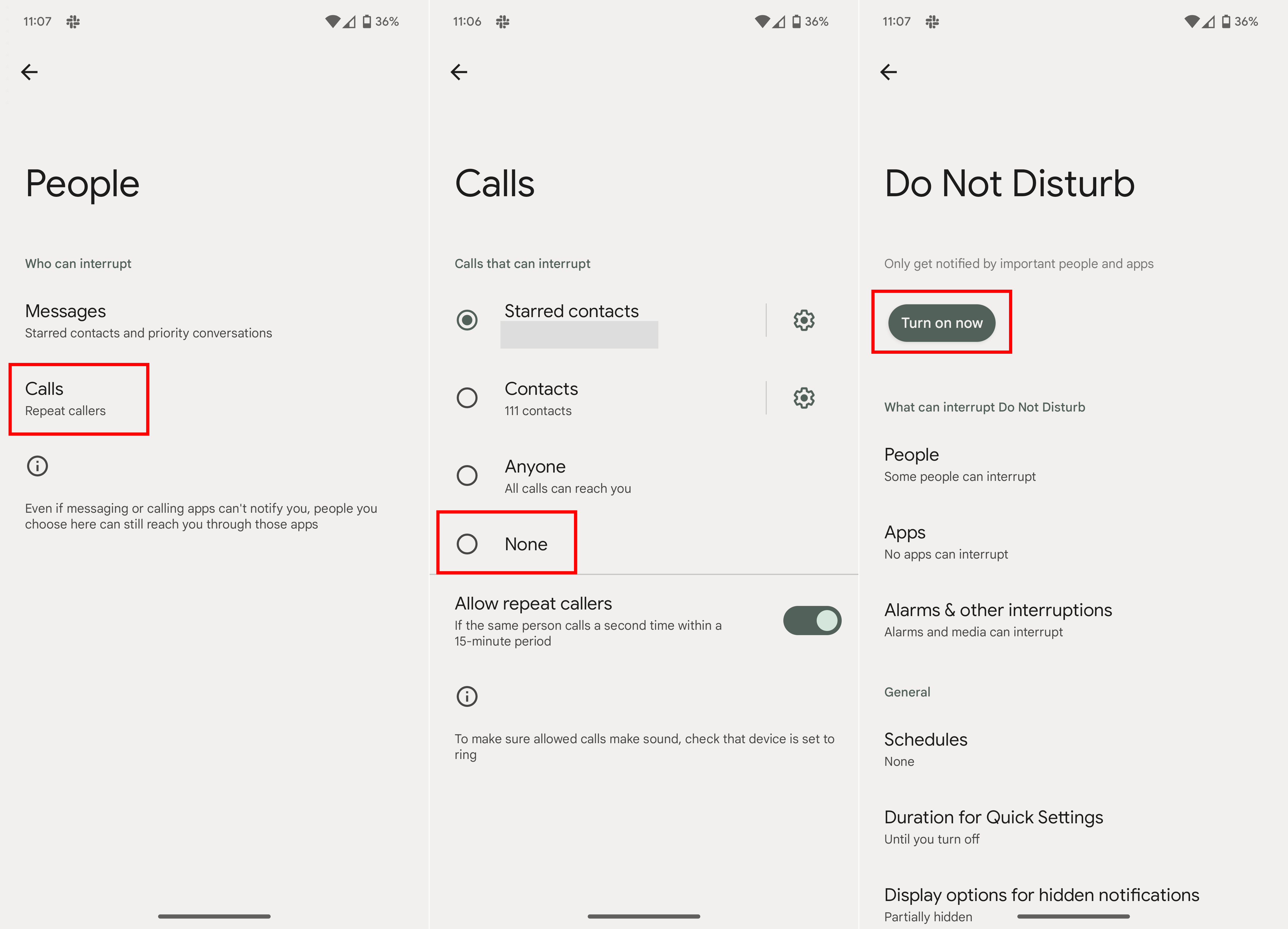 Customize and enable Do Not Disturb