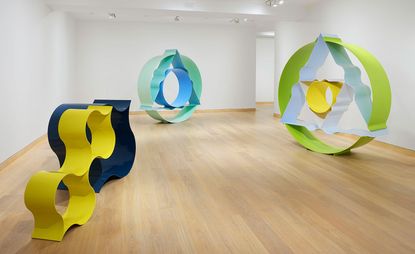 Installation view of (from left) Loquat, 1965; Untitled, 1968-9; and Untitled, 1969,