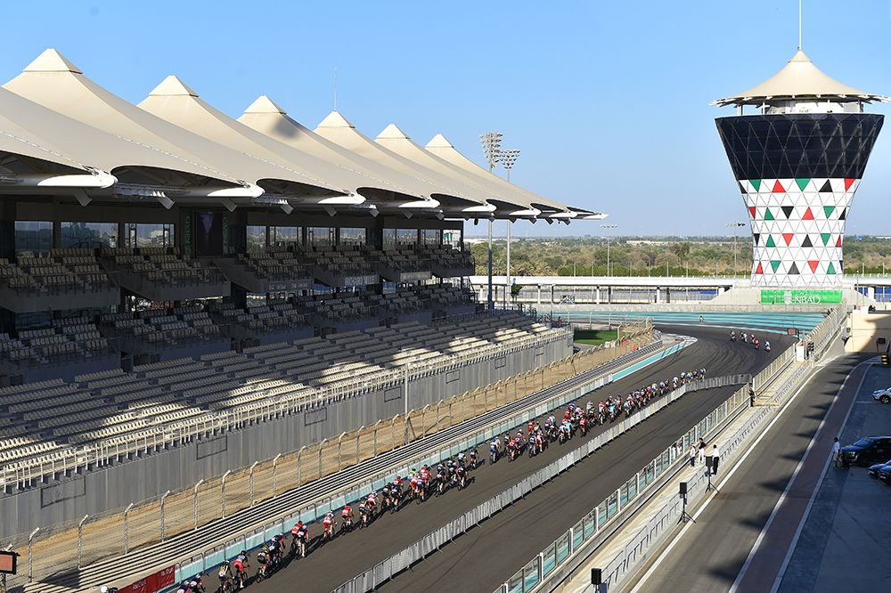 Racing on the The Yas Marina Formula One circuit