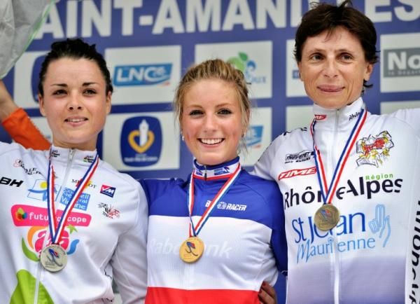 Audrey Cordon, Pauline Ferrand-Prevot and Edwige Pitel made up the women's French time trial podium