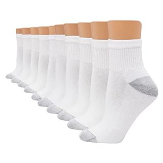 Hanes Damen-Socken, weiche, feuchtigkeitsabsorbierende Knöchelsocken, erhältlich im 10er- und 14er-Pack, Sportsocken, Weiß – 10er-Pack, 5–9 US