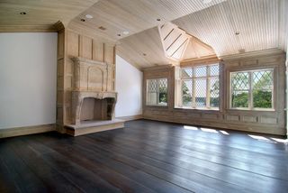 fireplace and wooden flooring