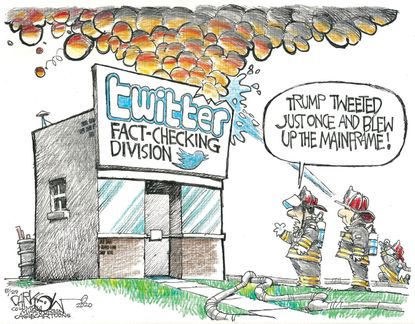 Editorial Cartoon U.S. Trump Twitter fact check
