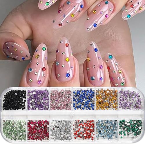 3000pcs 3d Flatback Rhinestones 2mm Mini Charms for Nail Design - Colorful Resin Diamonds Gems Jewels Kit for Nail Art and Crafting