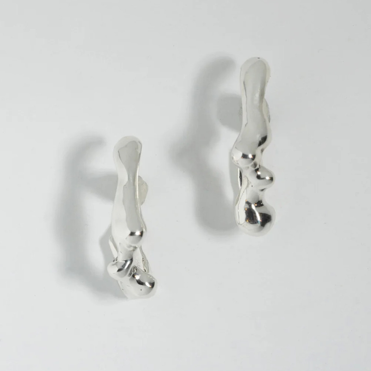 Silver Sculptural Seep Hook Earrings