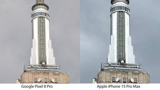 Pixel 8 Pro vs iPhone 15 Pro Max 5Xx zoom test - cropped images