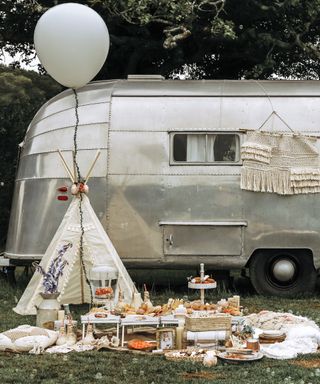 teepee with airstream and picnic