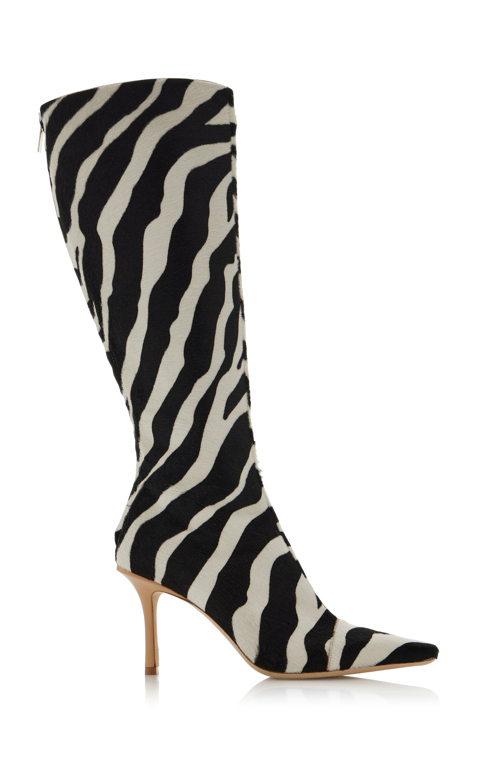 X Conner Ives Gloria Zebra-Print Pony Hair Knee Boots