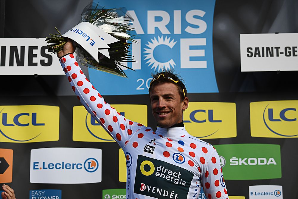 France's Damien Gaudin in the mountains jersey at Paris-Nice