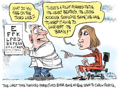 Political cartoon U.S. Carly Fiorina Planned Parenthood