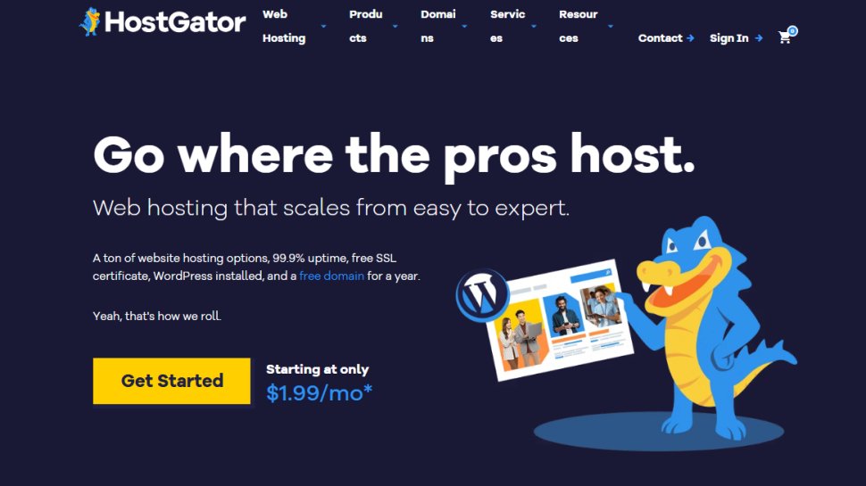 Website screenshot of HostGator (September, 2025)