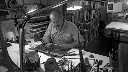 Artist Benoît Sokal at work