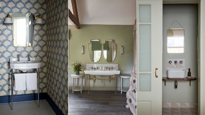 How can you maximize space in a powder room?