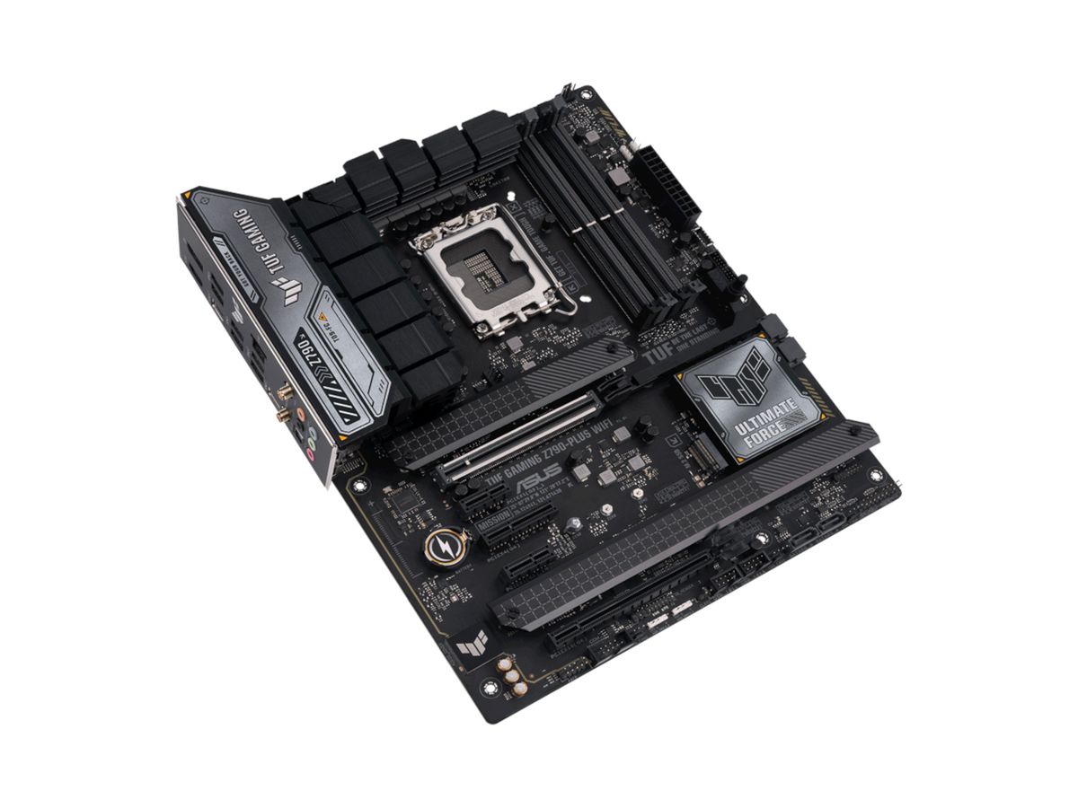 An image of an Asus motherboard against a white background