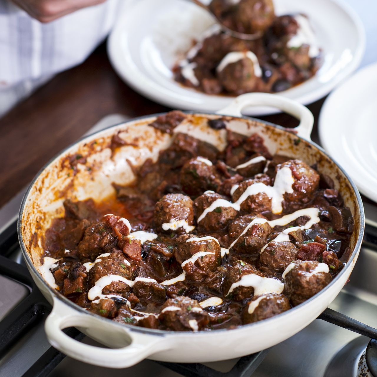 Meatballs and Olives photo Madhouse Cookbook by Jo Pratt 