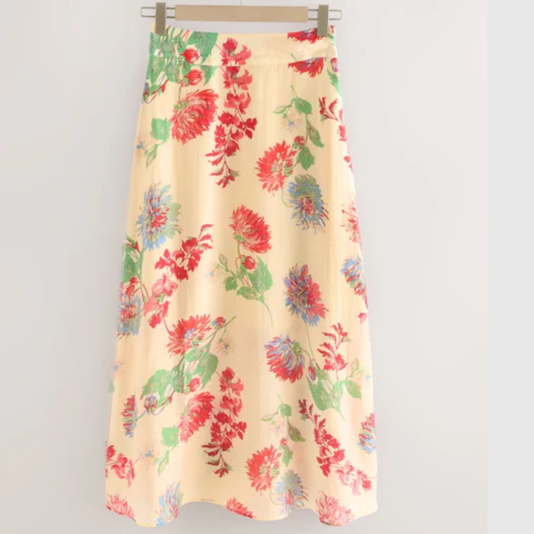 Next Ecru Floral Print Maxi Skirt
