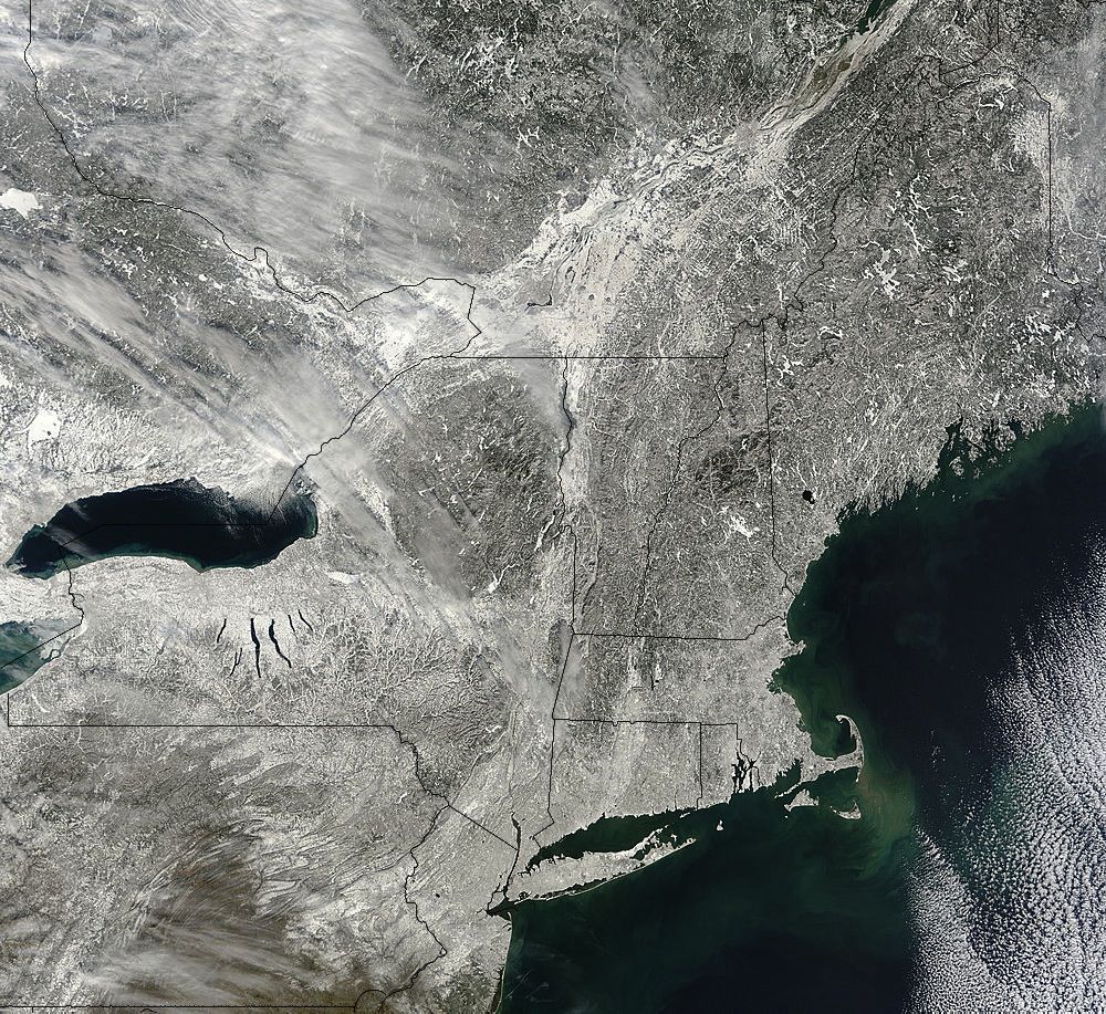 NASA&#039;s Terra satellite snapped this image of snow blanketing the Northeast on Feb. 10, 2013.