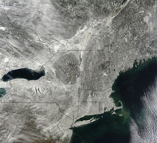 NASA's Terra satellite snapped this image of snow blanketing the Northeast on Feb. 10, 2013.