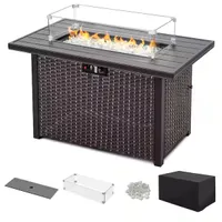 Nuu Garden 30 in. Round Metal Propane Gas Black Fire Pit Table Nuu Garden 30 in. Round Metal Propane Gas Black Fire Pit Table