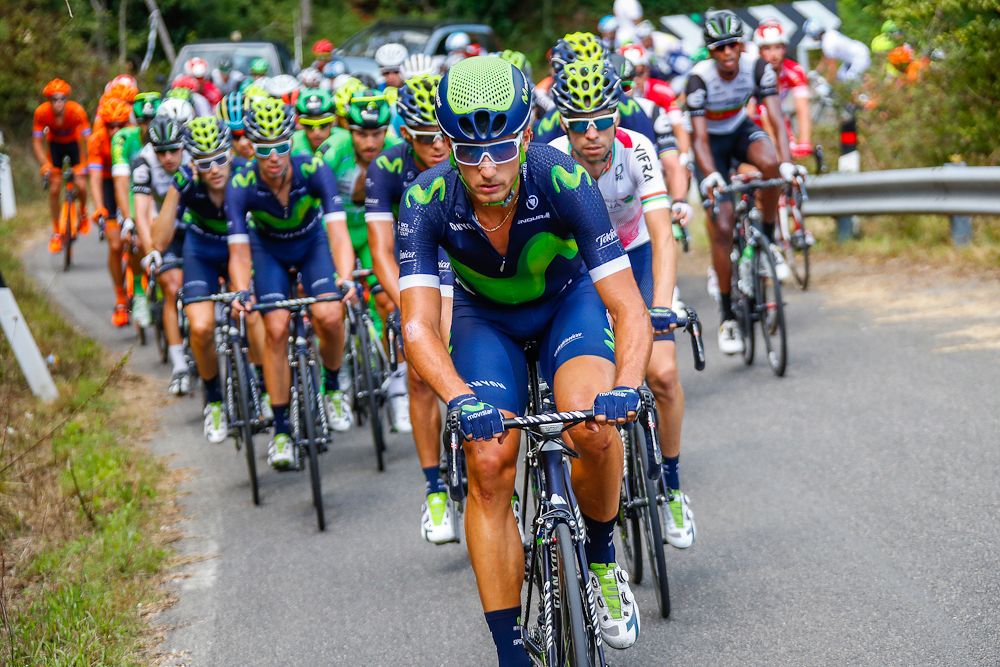 Adriano Malori (Movistar) on the front of the Toscana peloton