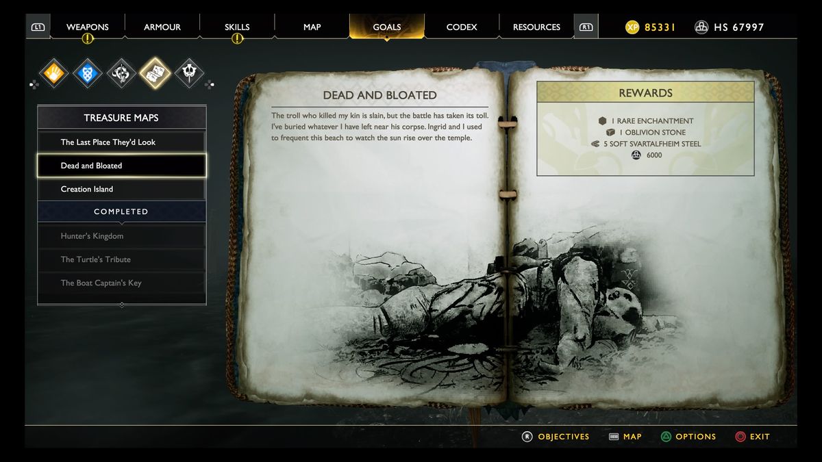 God of War treasure map locations